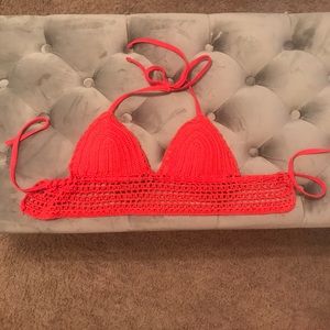 Target Red/orange Crochet Bikini Top - Size Small